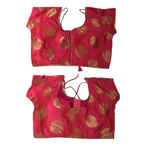 Raw Silk Peach Designer Blouse 15